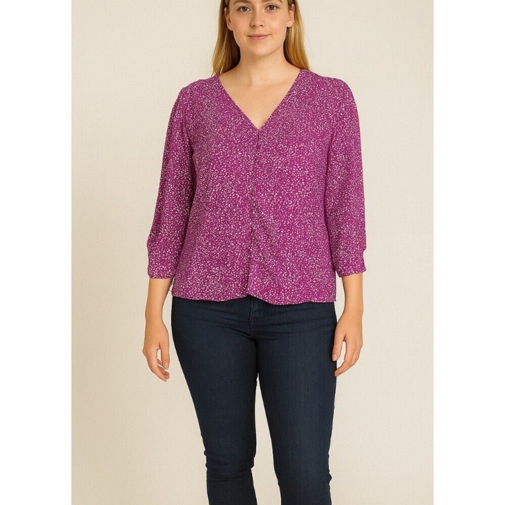 Joie Women's long sleeve silk button up blouse in Purple SZ XS